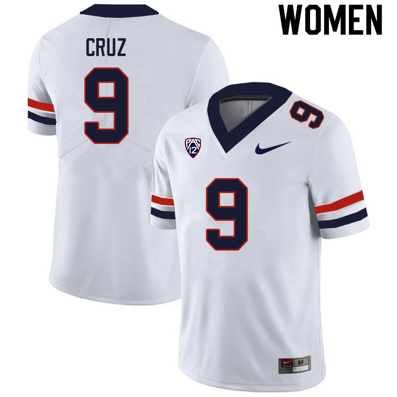 Women #9 Gunner Cruz Arizona Wildcats College Football Jerseys Sale-White - Click Image to Close